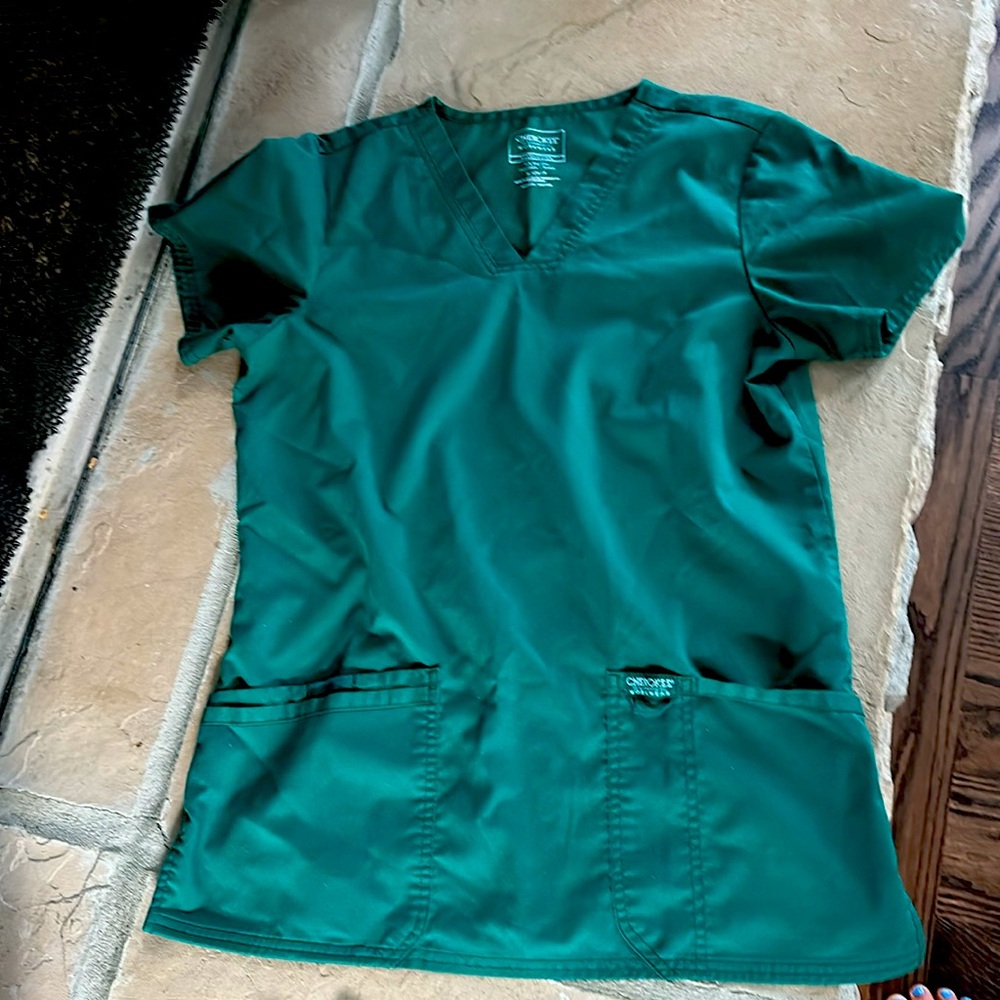 Set of Scrubs/ top and bottom Green/teal scrubs ladies size small